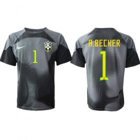 Brasilien Alisson Becker #1 Målvakt Hemmakläder VM 2022 Kortärmad